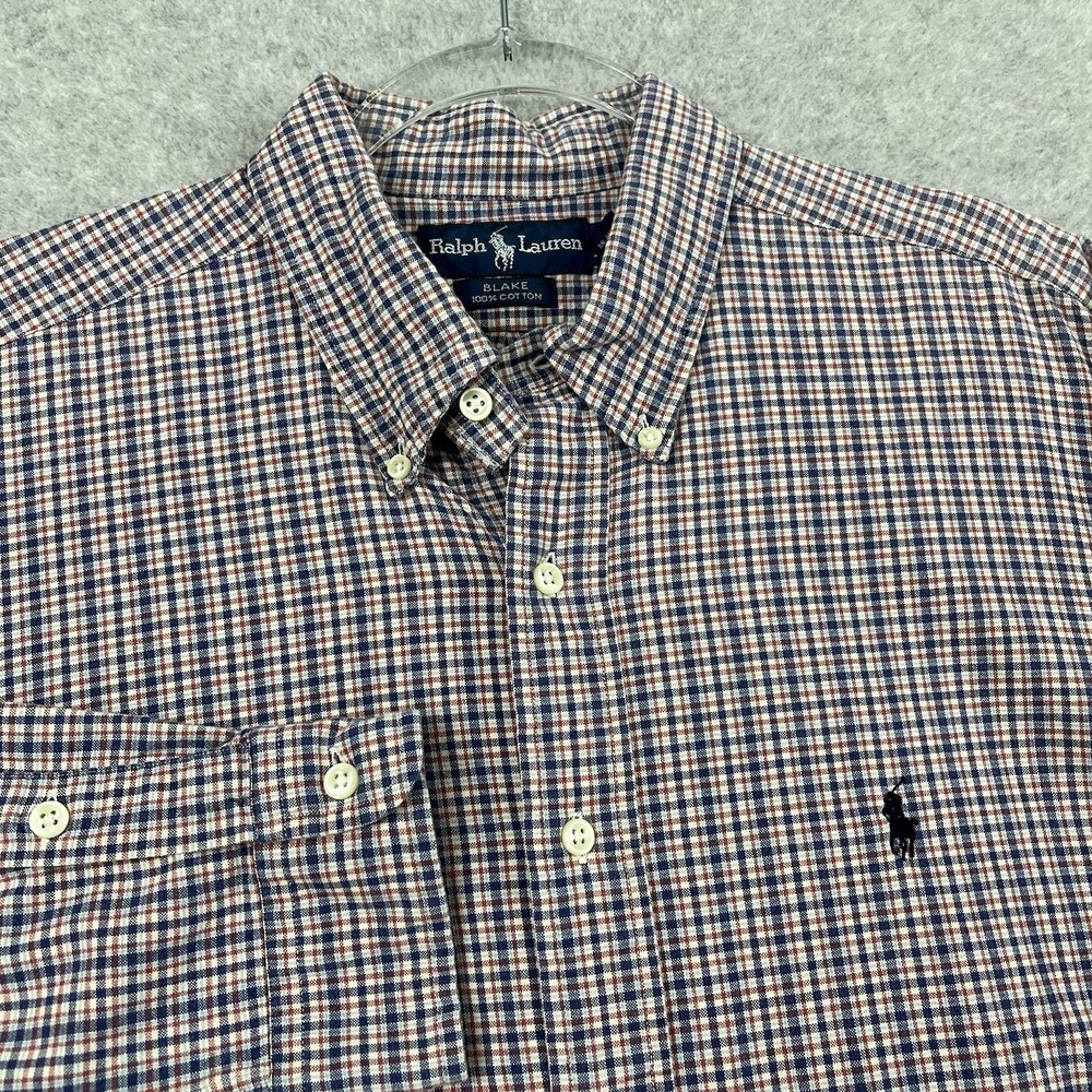 Polo Ralph Lauren Performance Shirt‎ Red Blue Gingham Mens XL Button Down